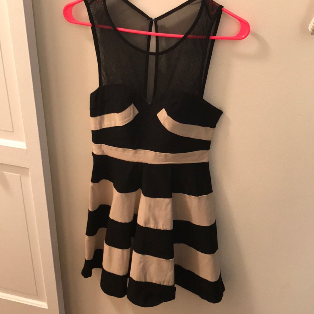 White and black striped dress